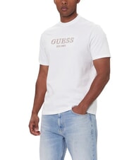GUESS EMBROIDERY T-Shirt in cotone purwhite - T-shirt Uomo - 1