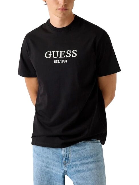 GUESS EMBROIDERY T-Shirt in cotone jetbla - T-shirt Uomo