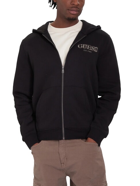 GUESS ZIP BASIC Felpa full zip con cappuccio jetbla - Felpe Uomo