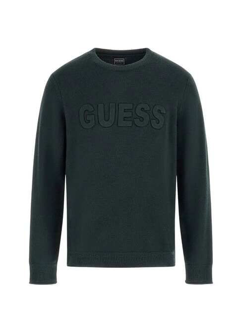 GUESS 3D LOGO Maglione girocollo chenille green - Maglie Uomo