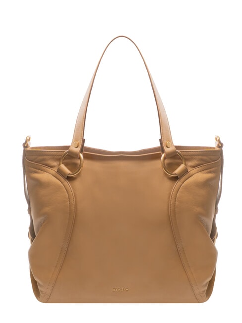 BIASIA WEAVE Borsa shopping in pelle con tracolla camel - Borse Donna