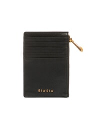 BIASIA EDA Portacarte piatto in pelle con zip nero - Portafogli Donna - 1