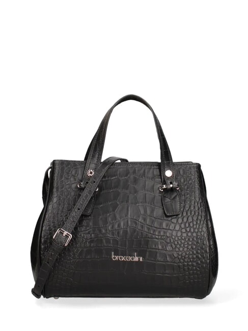 BRACCIALINI ZOE CROCO Borsa a mano in pelle stampata nero - Borse Donna