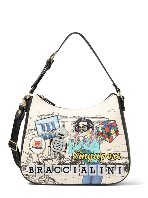 BRACCIALINI CARTOLINE SINGAPORE Borsa hobo con tracolla multi - Borse Donna