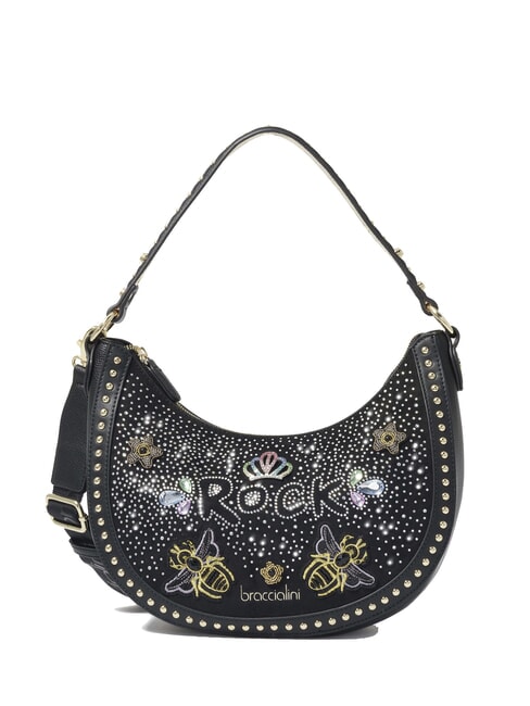 BRACCIALINI ROCK Borsa hobo a spalla con tracolla nero - Borse Donna