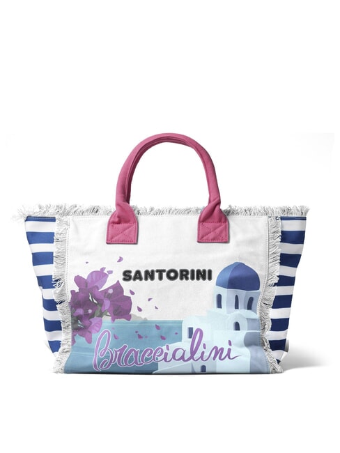 BRACCIALINI SUMMER Borsa tote in canvas con stampa santorini - Borse Donna