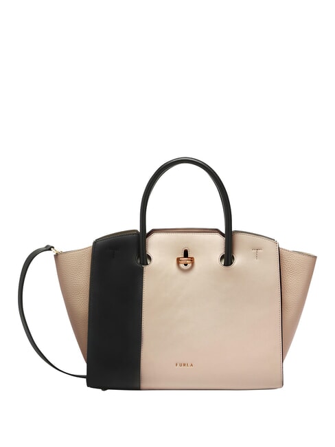 FURLA GENESI Borsa a mano in pelle con tracolla fullmoon+nero - Borse Donna