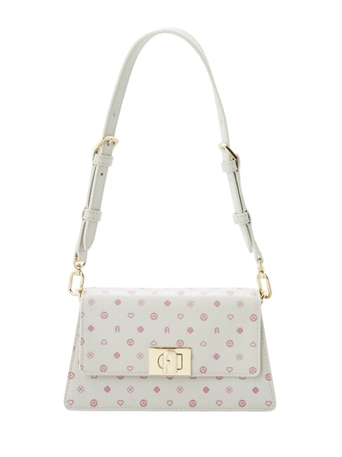 FURLA ZOE Borsa a spalla in pelle stampata toni marshmallow - Borse Donna