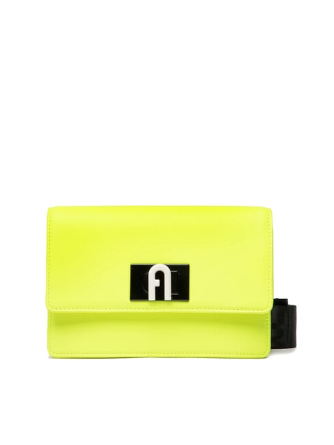 FURLA 1927 SOFT Borsa mini a tracolla in pelle nappa giallo fluorescente+nero - Borse Donna