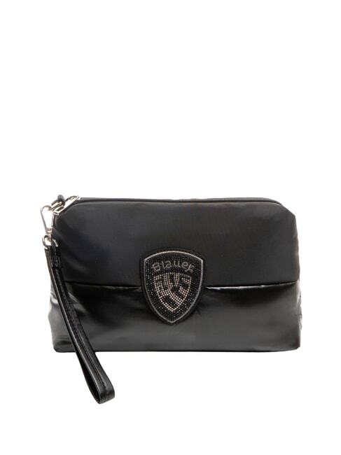 BLAUER PADDED NYLON Pochette morbida con logo strass NERO - Borse Donna