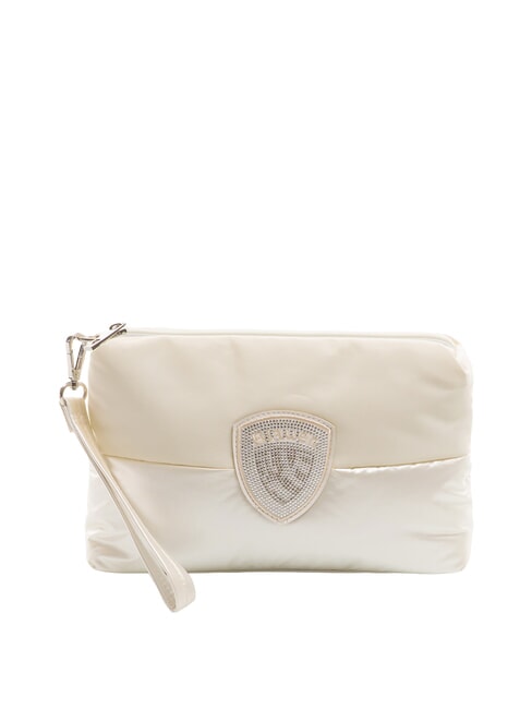 BLAUER PADDED NYLON Pochette morbida con logo strass white - Borse Donna