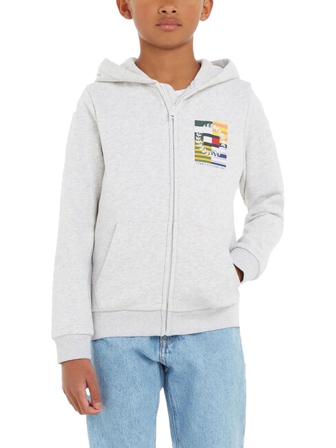 TOMMY HILFIGER TH KIDS Felpa full zip con cappuccio new light grey heather - Felpe Bambini