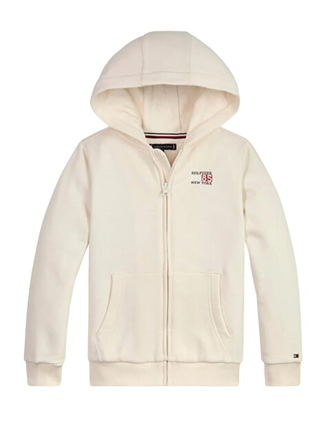 TOMMY HILFIGER TH KIDS Felpa full zip con cappuccio ancient white - Felpe Bambini