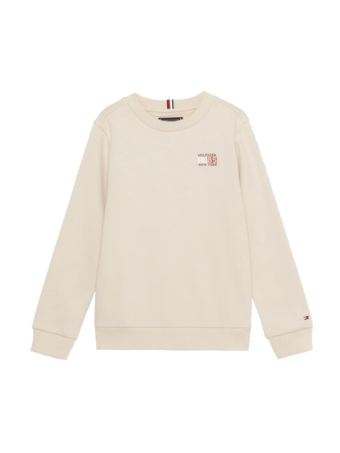 TOMMY HILFIGER TH KIDS Felpa girocollo stemma logo cashmere creme - Felpe Bambini