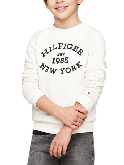 TOMMY HILFIGER TH KIDS Felpa girocollo con stampa ancient white - Felpe Bambini
