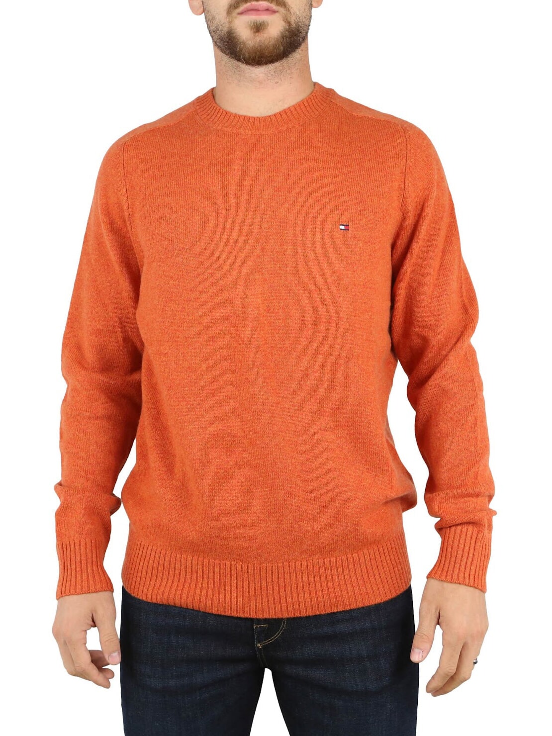 Tommy Hilfiger Th Maglione Girocollo Lana Orange Thunder Heather