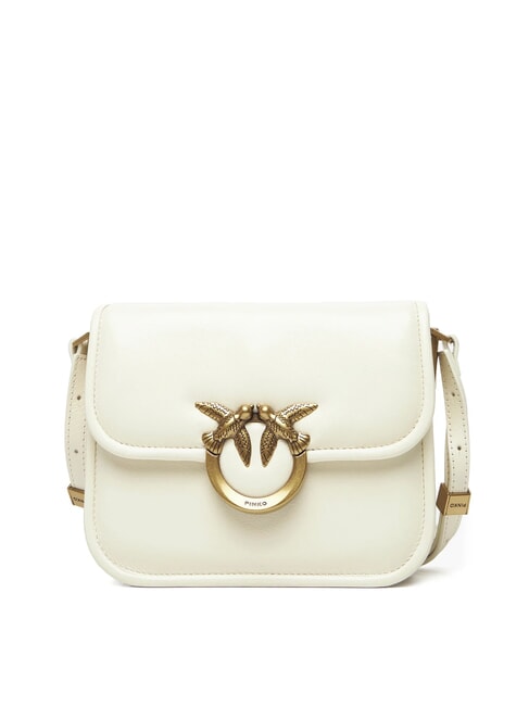 PINKO LOVE BOX Borsa mini in pelle a tracolla bianco seta-antique gold - Borse Donna