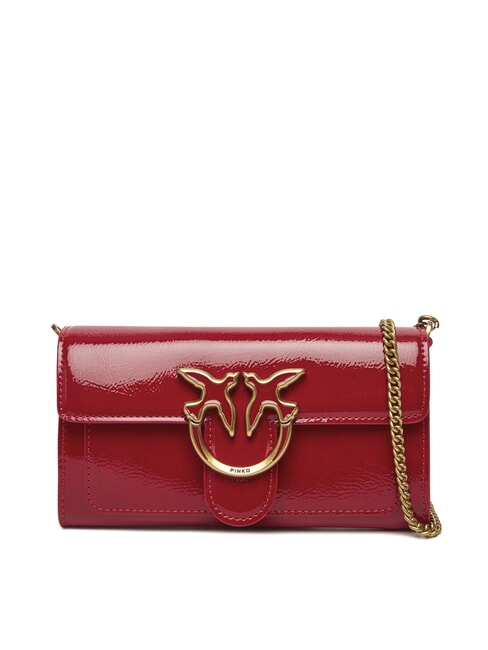 PINKO LOVE ONE Borsa mini lucida a tracolla rosso-antique gold - Borse Donna