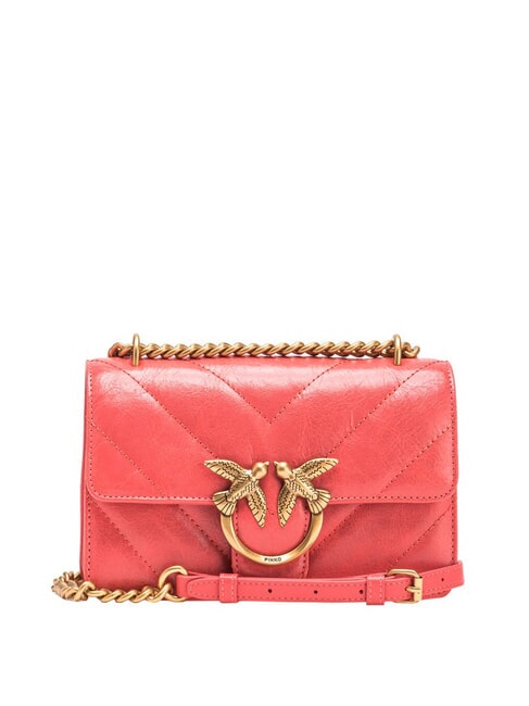 PINKO LOVE ONE MINI Borsa mini in pelle crosta coral. speziato-antique gold - Borse Donna