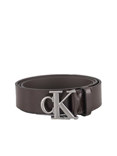 CALVIN KLEIN CK HARDWARE Cintura in pelle ck dark brown/antique silver - Cinture