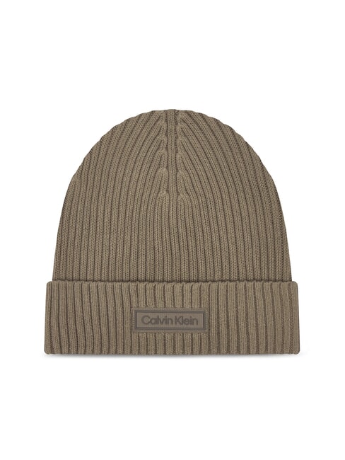 CALVIN KLEIN PATCH CHUNKY RIB  Berretto brindle - Cappelli