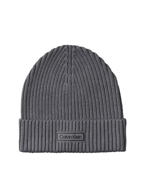 CALVIN KLEIN PATCH CHUNKY RIB  Berretto iron gate - Cappelli