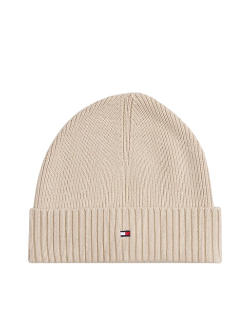 TOMMY HILFIGER TH FLAG Cappello beanie in cotone con risvolto classic beige - Cappelli
