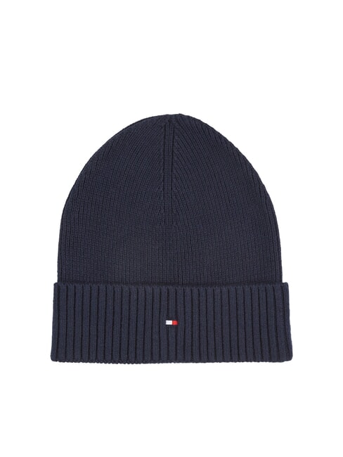 TOMMY HILFIGER TH FLAG Cappello beanie in cotone con risvolto space blue / black - Cappelli