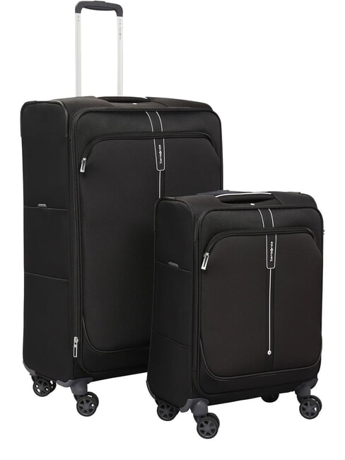 SAMSONITE POPSODA  Set Cabin + Trolley Grande NERO - Trolley Semirigidi