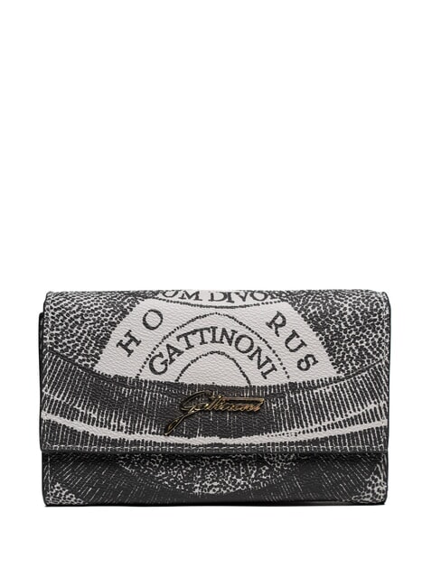 GATTINONI PLANETARIUM Portafoglio medio con flap monochrom lt grey/ black - Portafogli Donna