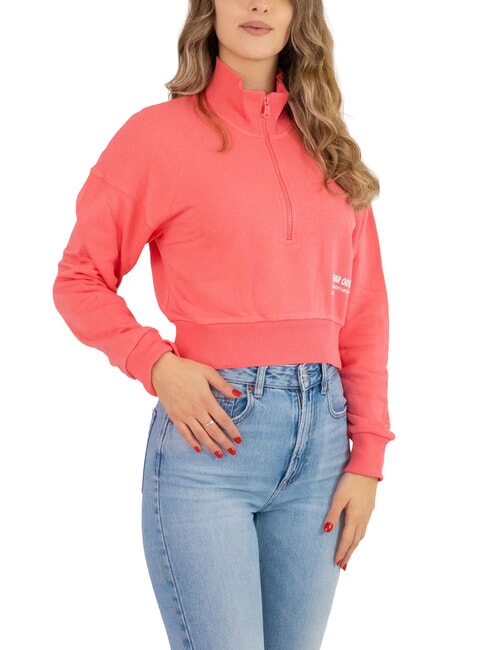 COLMAR LOOP Felpa corta collo alto half zip spicedcoral - Felpe Donna
