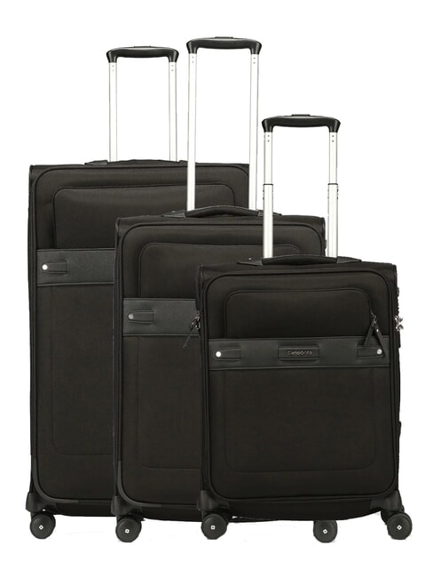 SAMSONITE BEAUHAVEN Set Cabin + Medio + Grande NERO - Trolley Semirigidi