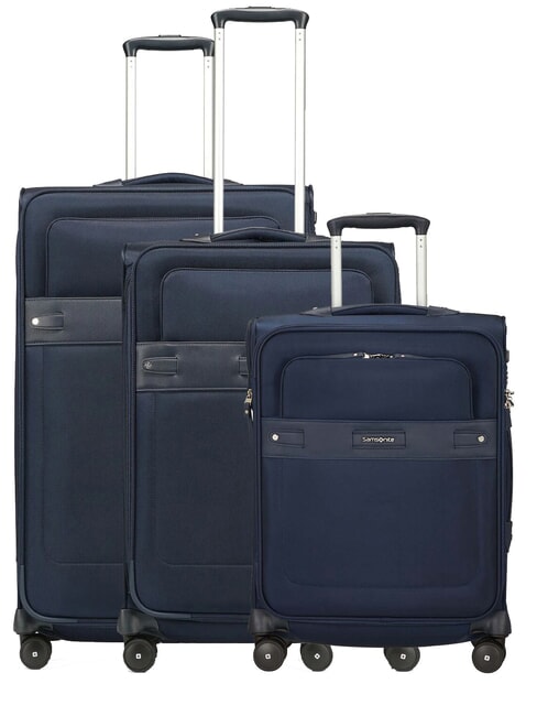 SAMSONITE BEAUHAVEN Set Cabin + Medio + Grande DARKBLUE - Trolley Semirigidi