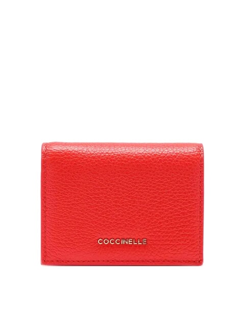 COCCINELLE METALLIC SOFT Small leather wallet gazpacho - Portafogli Donna