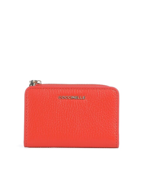 COCCINELLE METALLIC SOFT Leather card holder gazpacho - Portafogli Donna