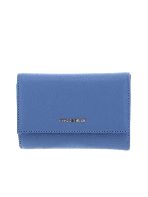 COCCINELLE METALLIC SOFT Portafoglio bifold pelle martellata azul - Portafogli Donna