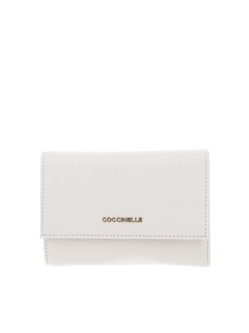 COCCINELLE METALLIC SOFT Portafoglio bifold pelle martellata blanco - Portafogli Donna