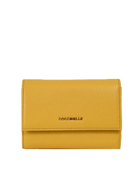COCCINELLE METALLIC SOFT Portafoglio bifold pelle martellata soleado - Portafogli Donna