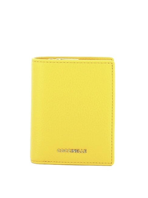 COCCINELLE METALLIC SOFT Portafoglio compatto pelle martellata soleado - Portafogli Donna
