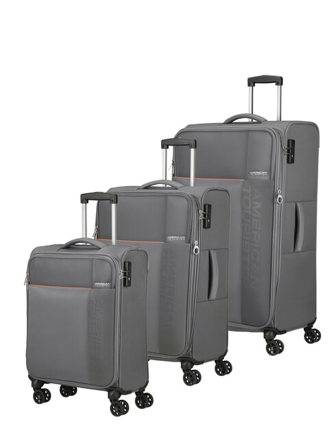 AMERICAN TOURISTER FUN CRUISE Set 3 trolley:cabin+medio e grande espandibili grey/orange - Set Trolley