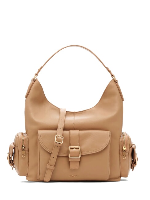 BIASIA FACTOR Borsa a spalla cargo in pelle con tracolla camel - Borse Donna