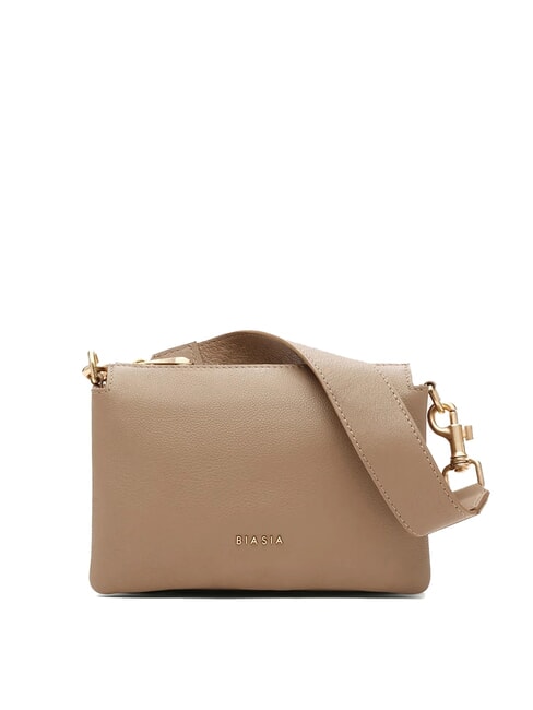 BIASIA FEATHER SMALL Borsa a tracolla piccola in pelle taupe - Borse Donna