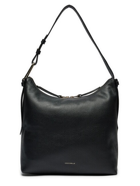 COCCINELLE MALORY Borsa sacca a spalla in pelle martellata Nero - Borse Donna