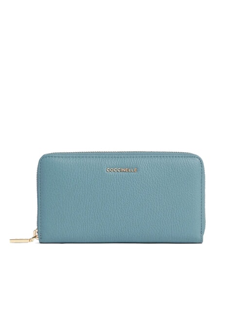 COCCINELLE METALLIC SOFT Portafoglio zip pelle martellata arctic blue - Portafogli Donna