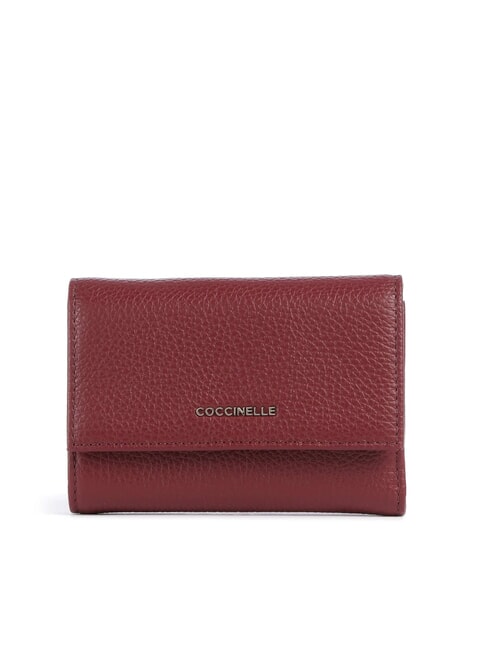 COCCINELLE METALLIC SOFT Portafoglio bifold pelle martellata ribes - Portafogli Donna