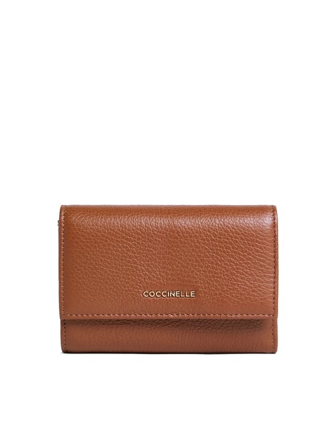 COCCINELLE METALLIC SOFT Portafoglio bifold pelle martellata cognac - Portafogli Donna