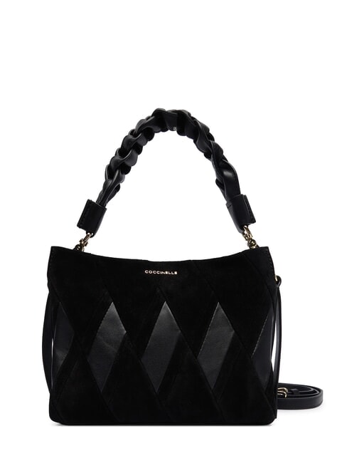 COCCINELLE BOHEME NEW GEOMETETRIC PATCH Borsa a mano pelle suede con tracolla Nero - Borse Donna