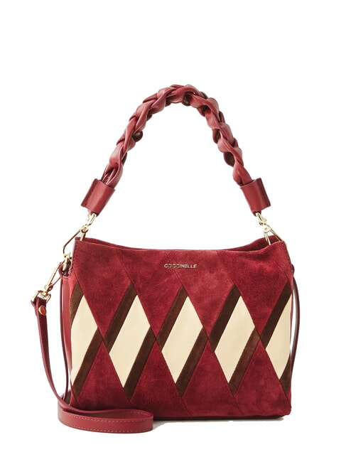 COCCINELLE BOHEME NEW GEOMETETRIC PATCH Borsa a mano pelle suede con tracolla mul.ribes/ribes - Borse Donna