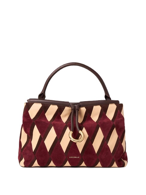 COCCINELLE LISBET GEOMETRIC PATCH Borsa a mano in pelle con tracolla mult.ribes/brun - Borse Donna