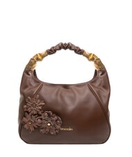 BRACCIALINI SARA Borsa hobo a spalla in pelle con fiori marrone - Borse Donna - 1